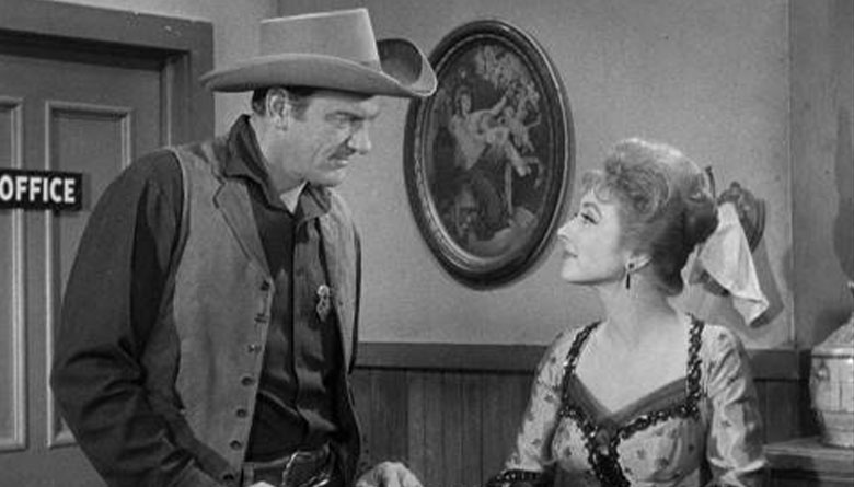 Amanda Blake with James Arness in Gunsmoke
